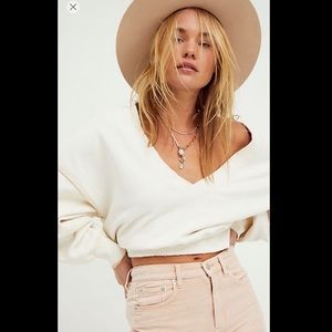 Free People Washed Take Me Back Pullover Off White
